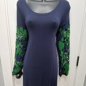 Spense Navy Dress w/ flower sleeve